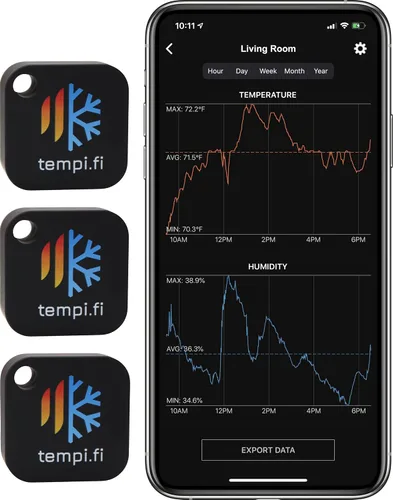 Vista 6 de Sensor inalámbrico de temperatura y humedad - Desarrollado en los Estados Unidos - Registrador de datos 24/7 con alarma - Termómetro inteligente