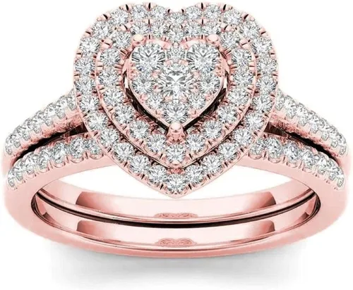 Vista 4 de iLH Clearance Hollow Carving Diamond Rings,Women Fashion Luxury Zircon Rings Engagement Wedding Rings Jewelry Gift by ZYooh