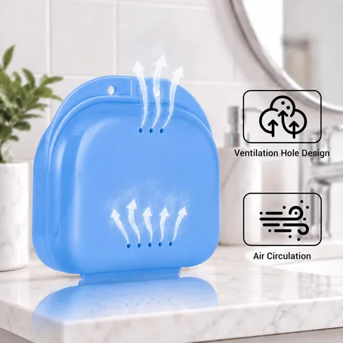 Vista 3 de Annhua Estuche de retención de ortodoncia con orificios de ventilación, caja de dentadura para dentaduras postizas, contenedor para boca, funda