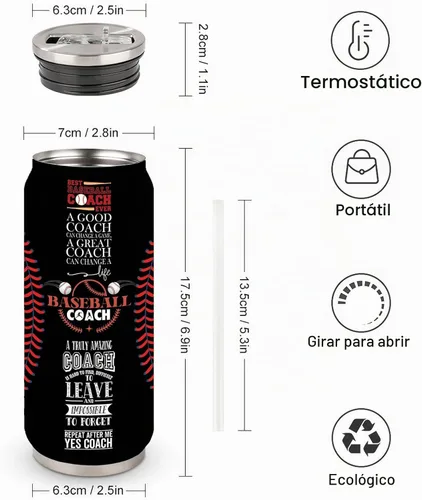 Vista 3 de Vaso de viaje de acero inoxidable para entrenador de béisbol de 17 onzas, 500ml/17oz