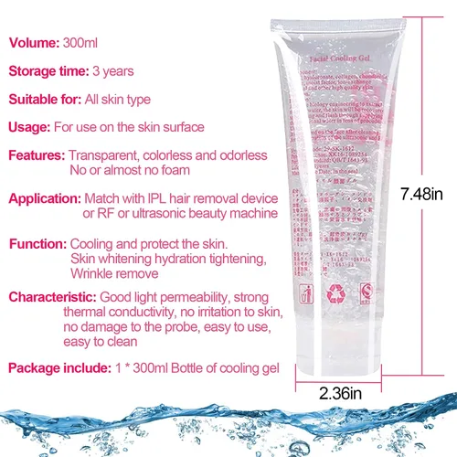 Vista 6 de Gel de enfriamiento de 10.1 fl oz para dispositivo de depilación láser y máquina de cuidado de la piel corporal facial de radiofrecuencia