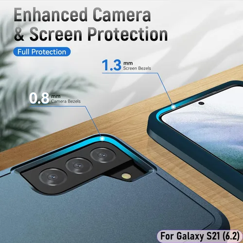 Vista 8 de Funda híbrida de doble capa para Galaxy S21 de 6.2 pulgadas, resistente a los golpes, resistente a los golpes, con 1 soporte magnético