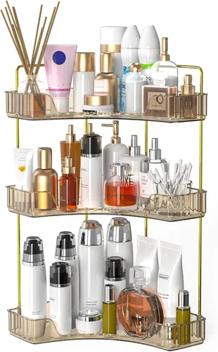 Vista 8 de Webetop Organizador de Encimera para Baño, Organizador Esquinero de 3 Niveles para Almacenamiento en Baño, Organizador de Maquillaje, Estante