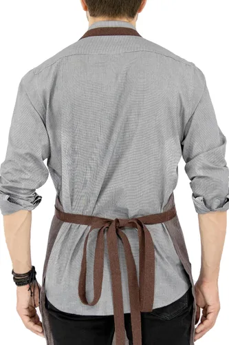 Vista 4 de Under NY Sky Delantal de chef – Sarga profesional gris real – Correas de algodón – Bolsillos inteligentes – Ajustable para hombres y mujeres