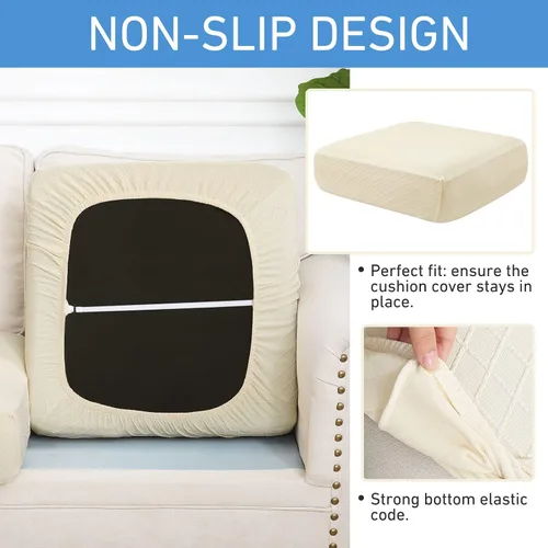 Vista 4 de hyha Fundas de cojín para sofá al aire libre, fundas lavables para sofá seccional, jaspe de diamante, funda elástica para cojín de asiento de sofá