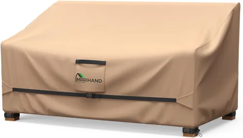 Vista 11 de Mrrihand 2-Seater Outdoor Patio Sofa Cover Waterproof 60"W×34"D×30"H Black Negro