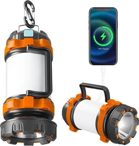 Vista 11 de Linterna de camping recargable, linterna LED AlpsWolf con capacidad de 4000, 6 modos, impermeable IPX4, linternas recargables portátiles para cortes