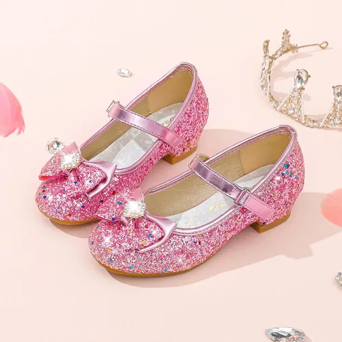 Vista 9 de Furdeour Zapatos de vestir para niñas, zapatos de princesa Mary Jane para bodas, flores, damas de honor, tacones con purpurina para niños pequeños