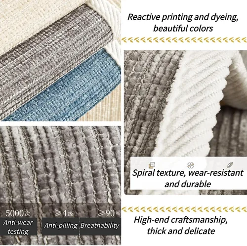 Vista 5 de LOBALU Funda de sofá divertida y mullida – Funda de sofá de felpilla a rayas simples, antiarañazos, protector de colchón de toallas, protector