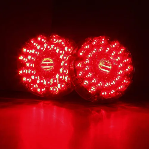 Vista 4 de LIMICAR Luces de remolque redondas de 7 pulgadas, 36 luces LED rojas de tránsito, kit de luces LED para remolque, luz trasera de freno y giro