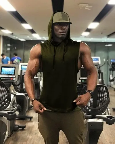 Vista 2 de Babioboa Camisetas sin mangas con capucha para hombre, para entrenamiento deportivo, sin mangas, para gimnasio, culturismo, corte muscular