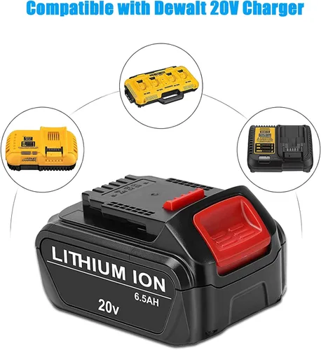 Vista 4 de Batería de repuesto para batería DeWalt 20V Max (2 unidades) 6.5Ah high capacity, Compatible with DeWalt DCB200 DCB204 DCB206 DCB201 DCB203 and