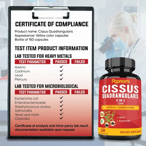 Vista 7 de Cápsulas prémium de Cissus Quadrangularis con boswellia, guggul, cúrcuma, extracto de pimienta negra - 150 cápsulas - Suministro para 5 meses