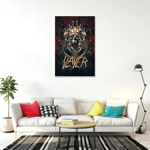 Vista 3 de Slayer - Póster musical (Skullgram, calavera y pentagrama) (tamaño: 24 x 36 pulgadas)
