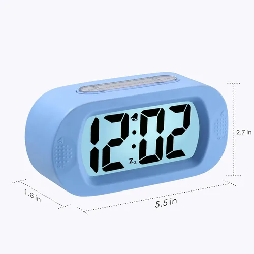 Vista 6 de Plumeet Reloj Despertador para Niños LCD Digital Grande Relojes Despertadores de Viaje con Repetición y Luz Nocturna - Sonido Ascendente