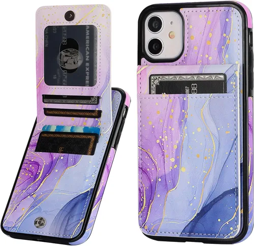 Vista 11 de Vaburs Funda compatible con iPhone 11 con tarjetero de crédito, diseño de guepardo de leopardo negro, cierre magnético de piel sintética de primera