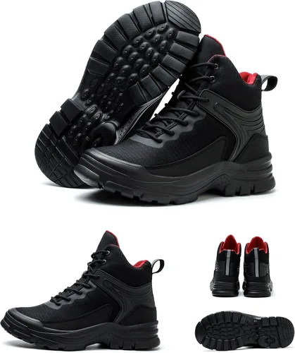 Vista 3 de Botas con punta de acero para hombre, antideslizantes y duraderas, botas de trabajo de construcción indestructibles para hombre, con puntera