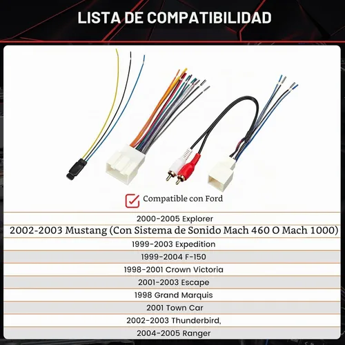 Vista 3 de RED WOLF Arnés de cableado de radio RCA Plug con kit de convertidor reductor reductor de 12 V a 5 V para Ford Mustang Explorer 2000-2004, Lincoln
