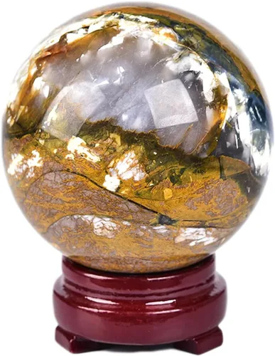 Vista 54 de JIC Gem Piedra Natural de Jaspe Africano Cristal de Curación Esfera Adivinación Bola de Piedra Preciosa, Feng Shui Reiki Aura Decoración