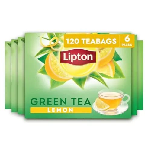 Vista 7 de Lipton Bolsas de té, té verde y té negro, sabor natural a limón, bolsas de té piramidal, té verde limón y té negro limón, 20