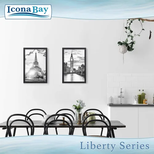 Vista 6 de Icona Bay Marco negro de 12 x 18 pulgadas, marco compuesto de madera resistente (no plástico PS), marcos de estilo moderno, colección Liberty