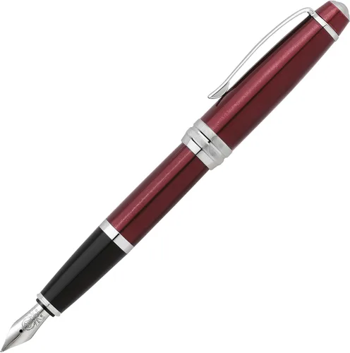 Vista 15 de Cross Bailey Pluma Fuente Recargable Presentada en una Caja de Regalo Premium - Punta Media, Tinta Negra, Negro Fountain Pen for Effortless