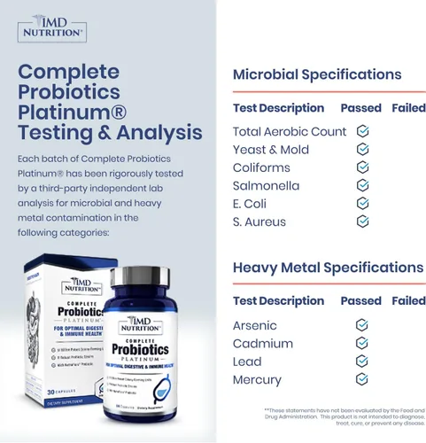 Vista 3 de 1MD Nutrition Probióticos completos Platino, con prebióticos y probióticos para la salud digestiva, suplemento probiótico para mujeres y hombres