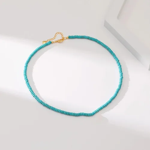 Vista 100 de Gargantilla con cuentas para mujer, chapada en oro de 18 quilates, gargantilla delicada para mujer