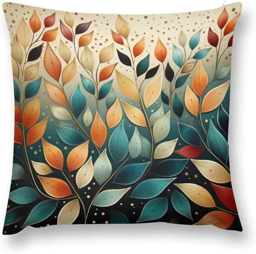 Vista 2 de Almohadas de sofá para sala de estar, 12 x 12 pulgadas, coloridas hojas de otoño y otoño, funda de cojín para sofá, decoración moderna, otoño
