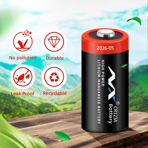 Vista 5 de CR123A - Batería de litio de 3 V, 3 voltios, 1600 mAh, batería de litio de alta potencia, larga duración para cámara, sistema de alarma, linterna
