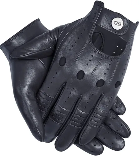 Vista 13 de GSG Guantes de cuero genuino para hombre de piel de oveja negros para conducir en bicicleta con pantalla táctil, guantes de motocicleta sin forro