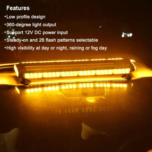 Vista 2 de WOWTOU Barra de luz estroboscópica magnética de 56 LED ámbar intermitente