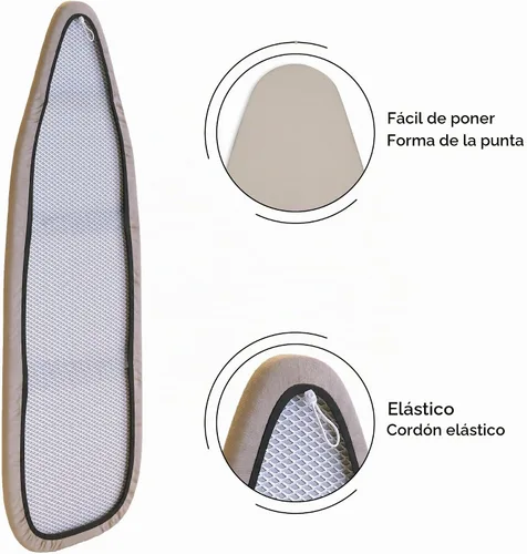 Vista 5 de Encasa XO Funda y Almohadilla para Tabla de Planchar 49"x18" - Cubierta de Fieltro de 4mm para Tabla de Planchar Ancha con Acolchado - Resistente al
