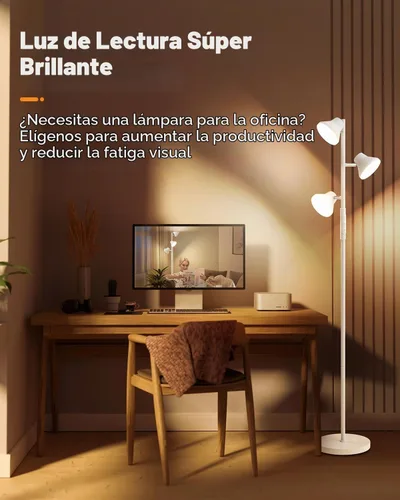 Vista 7 de SIBRILLE - Lámpara de pie LED, lámpara de pie moderna de 36W con control remoto y táctil, 4 temperaturas de color, lámpara de pie con 3 luces