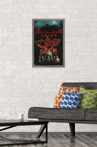 Vista 2 de Trends International Netflix Stranger Things: Season 4 - Póster de pared internacional, 14.725 x 22.375 pulgadas, versión enmarcada de madera