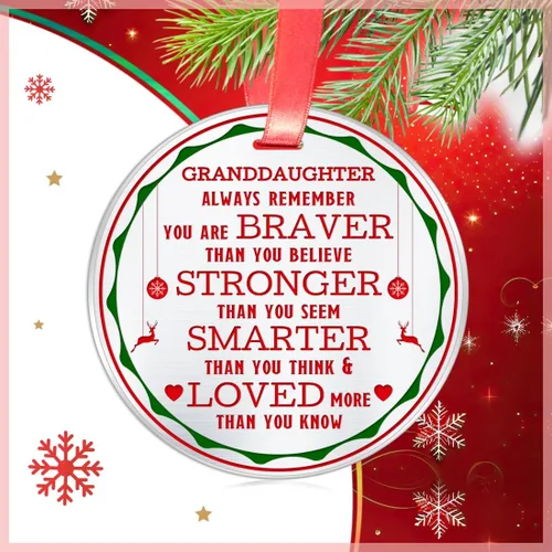 Vista 2 de Elegant Chef Adorno de Navidad para nieta - Always Remember You are Braver Stronger Smarter, recuerdo inspirador motivacional de la abuela