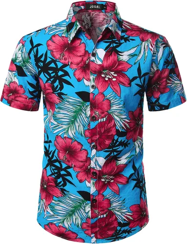 Vista 4 de Jogal - Camisa hawaiana de manga corta con botones para hombre