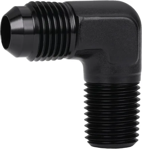 Vista 13 de 3AN macho Flare a 1/4 NPT tubo macho 90 grados codo adaptador unión aluminio negro