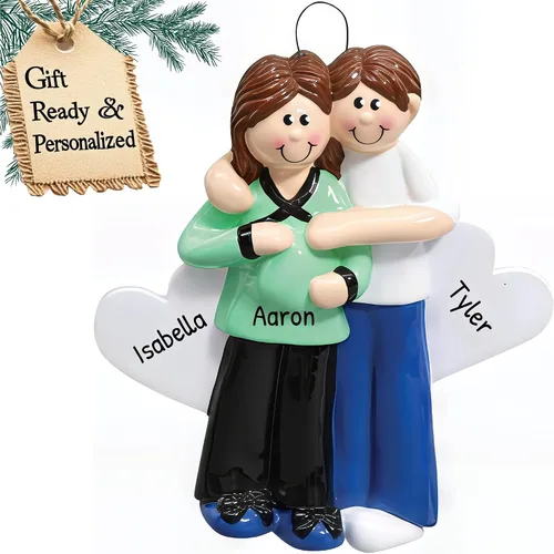 Vista 8 de Adorno personalizado para bebé 2025 – Regalos de embarazo personalizados para futura mamá, adorno de Navidad embarazada 2025, regalos para nuevas