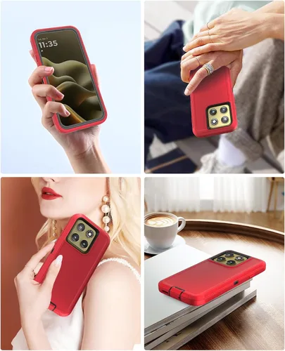 Vista 7 de Jelanry Funda resistente para Motorola Edge 2026, color rojo y negro