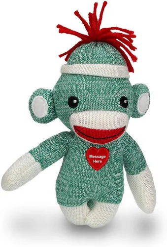 Vista 5 de Plushland Personaliza el adorable mono calcetín, el original juguete de peluche tradicional tejido a mano, regalo para niños, bebés, adolescentes