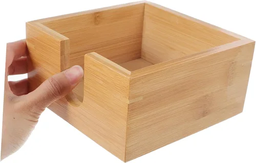 Vista 4 de Alipis Servilletero de bambú para mesa de comedor y cocina, dispensador de pañuelos de madera plano
