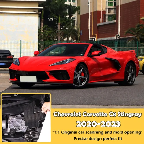 Vista 6 de Cubierta de torre de choque frontal compatible con Chevrolet Corvette C8 2020-2023, cubierta de panel de protección de impactos de plástico ABS