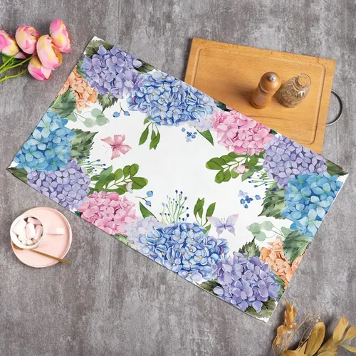 Vista 6 de Manteles individuales desechables de papel, paquete de 50 manteles individuales de hortensias de 16 x 11 pulgadas, manteles individuales florales