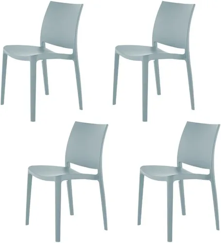Vista 9 de Lagoon Sensilla 7052, Plastic Chair for Dining Room, Fibreglass and UV Protector, Stackable, Brand 4 Pieces (Amber)