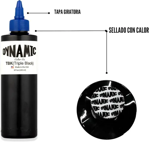 Vista 4 de Botella de tinta triple negra Dynamic Color Co, 8 onzas Sterilized and lot-numbered for full traceability; established American brand trusted by