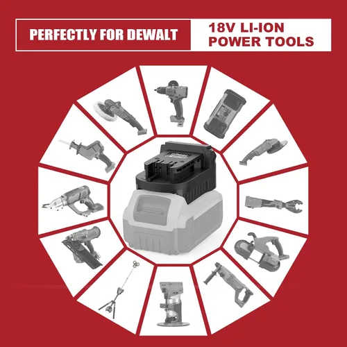 Vista 6 de aikeec Adaptador de batería compatible con Dewalt a compatible con Miwaulkee, puerto de carga USB/Tipo-C, convertidor de batería de 18 V/20 V