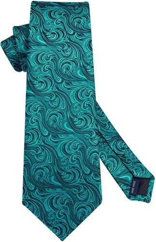 Vista 202 de HISDERN Corbatas para hombre, corbata de cachemira y bolsillo cuadrado tejido clásico floral para hombre, corbata de fiesta de boda