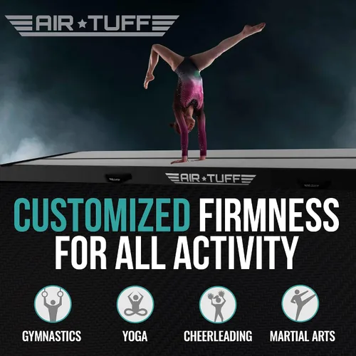 Vista 3 de Alfombrilla inflable para gimnasia Pista de aire para volteretas con bomba eléctrica para gimnasio en casa, yoga, animación, equipo de gimnasia