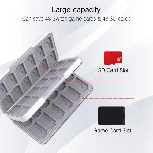 Vista 3 de PERFECTSIGHT Funda para tarjetas de juego de 48 interruptores para Nintendo Switch OLED/ Lite 48 funda de cartucho para tarjetas de juego y tarjetas